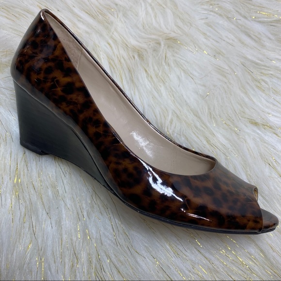 Franco Sarto Leopard Print Peep Toe Wedge - Picture 2 of 8